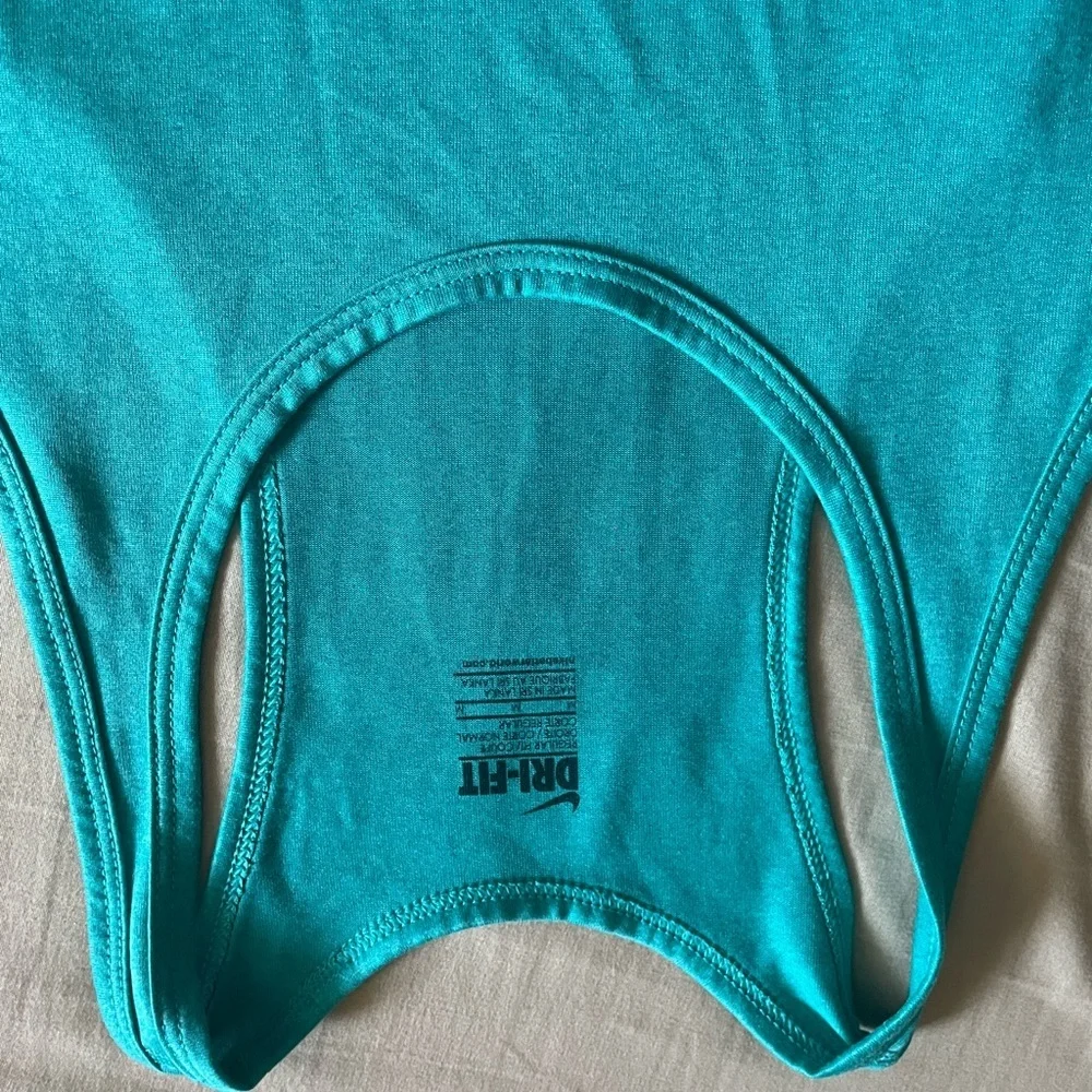 Nike Blue and Green Fitted Sleeveless Tank Top